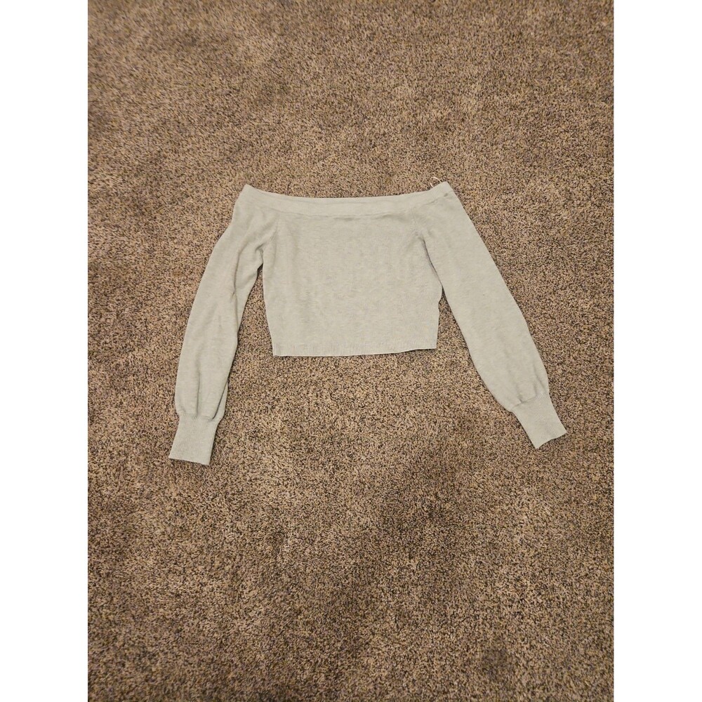 Garage Micro Off Shoulder Top Gray Girls Size XL Long Sleeve Cropped Sweater